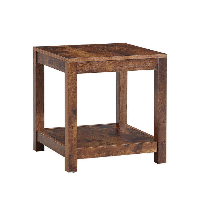 Rustic Brown Side Table , 2-Tier Small Space End Table ,Modern Night Stand, Sofa table, Side Table withStorage Shelve