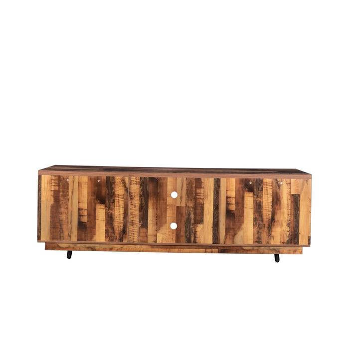 TV StandModern Wood Media Entertainment Center Console Table  with 2 Doors and 4 Open Shelves