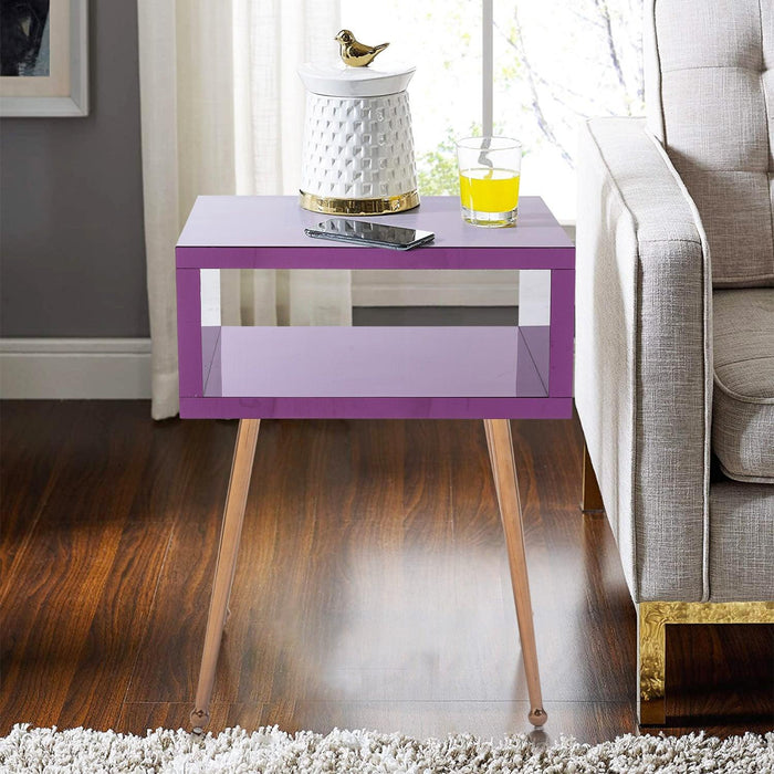MIRROR END TABLE  MIRROR NIGHTSTAND   END&SIDE TABLE  (Purple color)