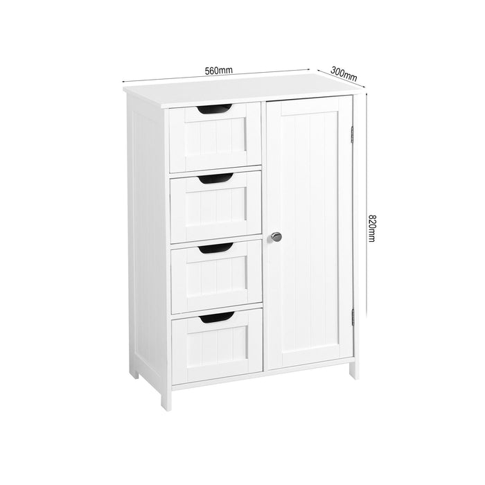 White BathroomStorage Cabinet, Floor Cabinet with Adjustable Shelf and Drawers