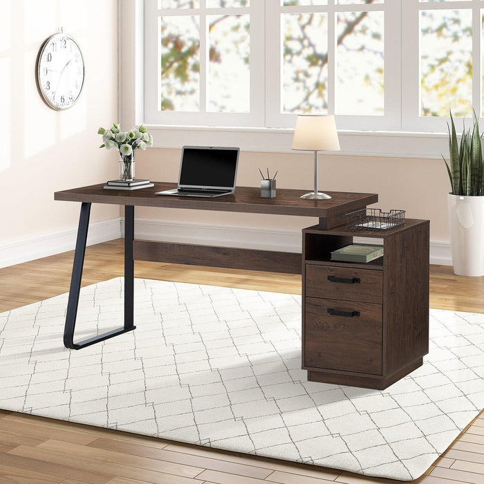 Home Office Computer Desk with Drawers/Hanging Letter-size Files, 65 inch Writing Study Table with Drawers