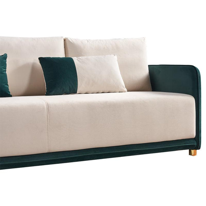 Velvet Sofa BEIGE & GREEN Color