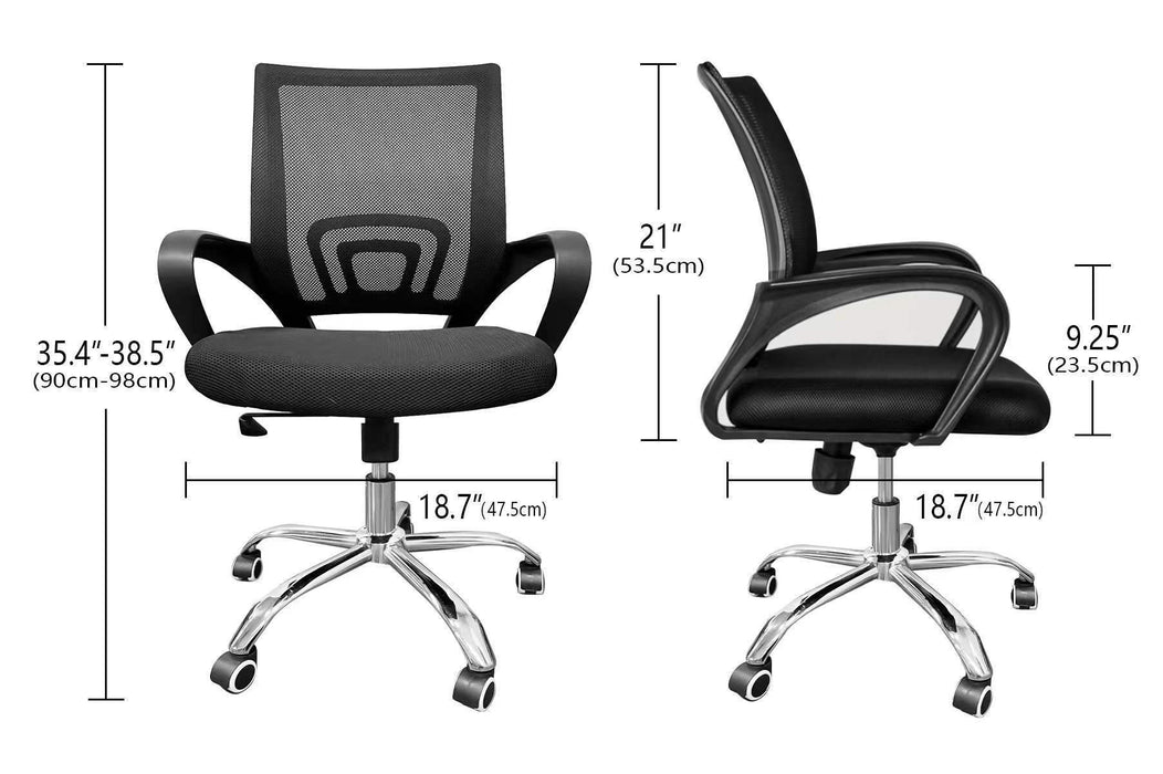 Simple Deluxe Task Office Chair Ergonomic Mesh Computer Chair with Wheels and Arms and Lumbar Support Adjustable Height Study Chair for Students Teens Men Women for Dorm Home Office,Black