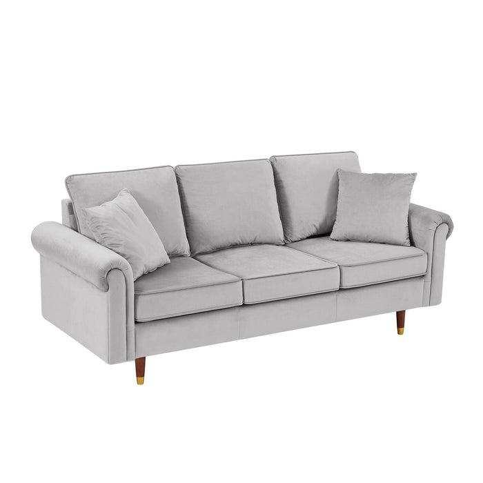 Modern Velvet Sofa Set  , 2 seater and 3 Seater Sofa With Wood Legs for Living Room  .