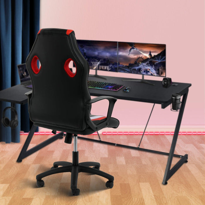 Gaming Office High Back Computer Ergonomic Adjustable Swivel Chair, Black/Red/White