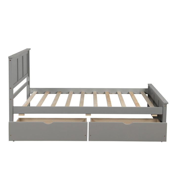 PlatformStorage Bed, 2 drawers with wheels, Twin Size Frame, Gray