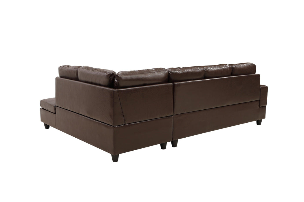 3 PC Sectional Sofa Set, (Brown) Faux Leather left -Facing Chaise with FreeStorage Ottoman