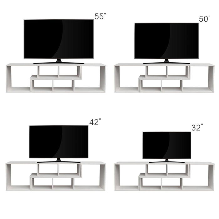 Double L-Shaped TV Stand，Display Shelf ，Bookcase for Home Furniture,White