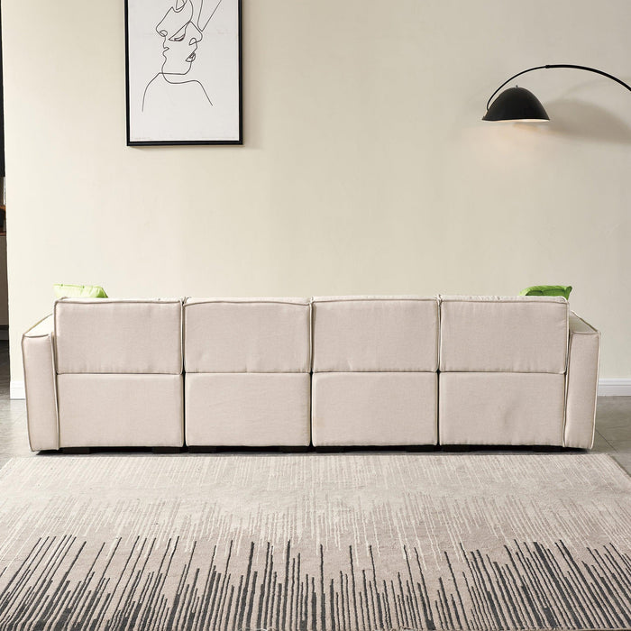 Modular U Shape Sectional Fabric Sofa (Beige)