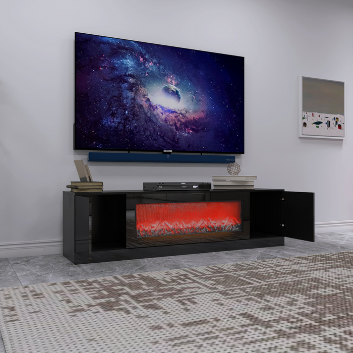 Living room furnitureModern black electric fireplace TV stand with insert fireplace,without remote and heating