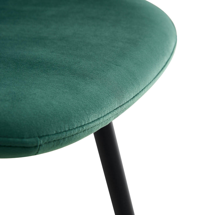 Dark Green Velvet Chair Barstool Dining Counter Height Chair Set of 2