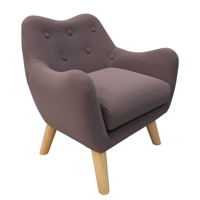 Microfibres fabric upholstered child accent armchair with wooden legs, kids sofa