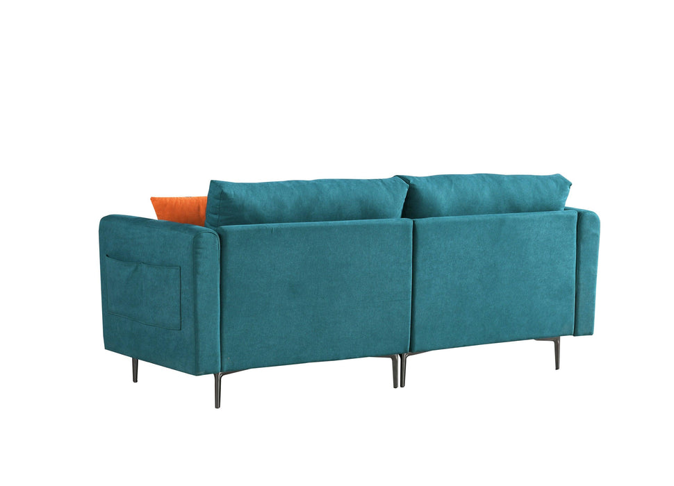 76.3 inch Sofa Couch,Modern Sofa Loveseat Furniture, Fabric Loveseats Couch with 2 Side Pockets, Deep Seat Sofa for Living Room, Bedroom, Apartment, Movable Back (Green)