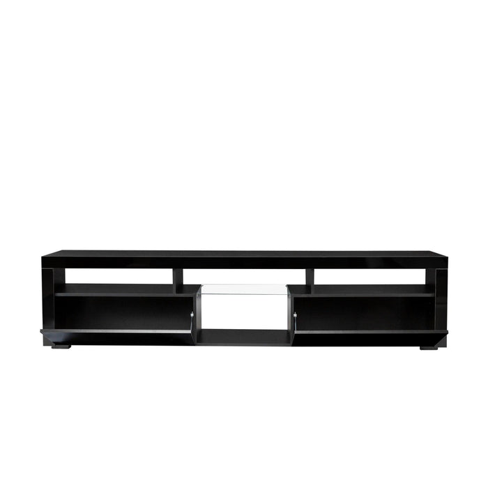 BlackModern simple TV cabinet，2Storage Cabinet with Open Shelves for Living Room Bedroom