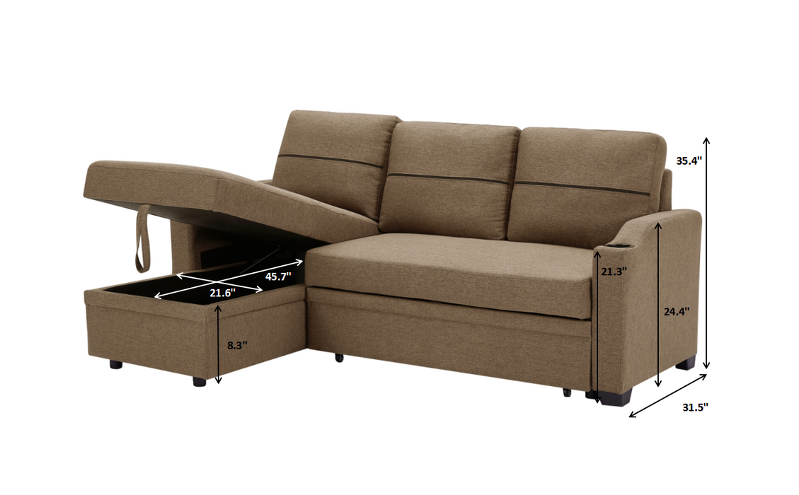 9191 Brown broachingStorage sofa