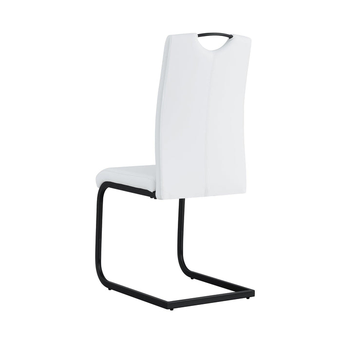 Dining chairs set of 2, White PU ChairModern kitchen chair with metal leg