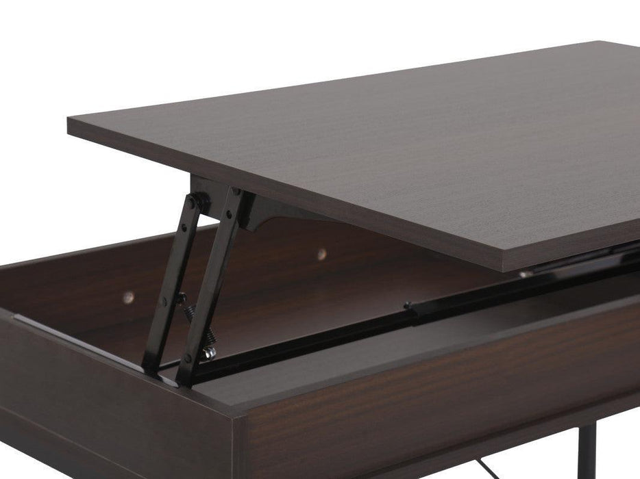 Juno Dark Brown Wood Lift Top Desk with HiddenStorage and Drawer