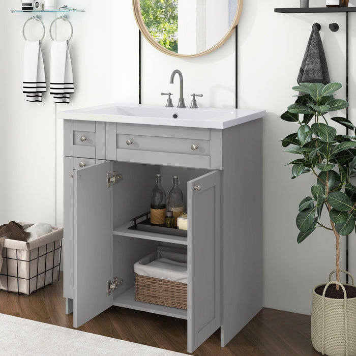 30" Bathroom vanity with Single Sink in grey,Combo Cabinet Undermount Sink,BathroomStorage Cabinet,Solid Wood Frame