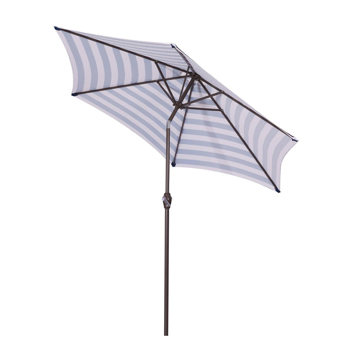 Outdoor Patio 8.6-Feet Market Table Umbrella With Push Button Tilt And Crank, Blue/White Stripes[Umbrella Base is not Included]