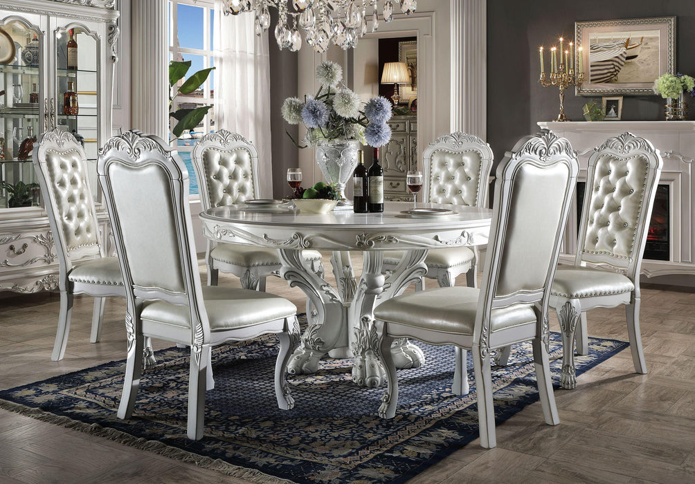 ACME Dresden  Round Dining Table in Bone White Finish DN01700