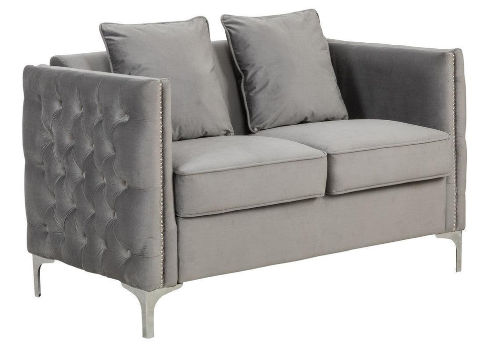 Bayberry Gray Velvet Sofa Loveseat Chair Living Room Set