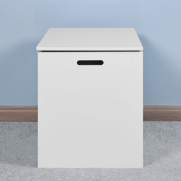 White Lift Top EntrywayStorage Cabinet with 2 Safety Hinge, Wooden Toy Box