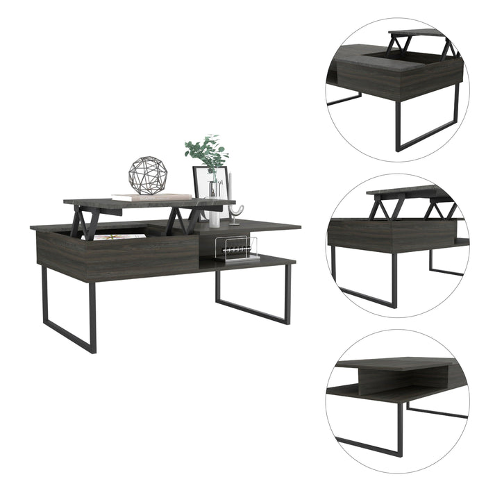 Squire 1-Shelf Lift Top  Coffee Table Carbon Espresso and Onyx