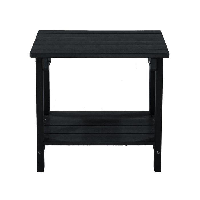 Key West Weather Resistant Outdoor Indoor Plastic Wood End Table, Patio Rectangular Side table, Small table for Deck, Backyards, Lawns, Poolside, and Beaches, Black