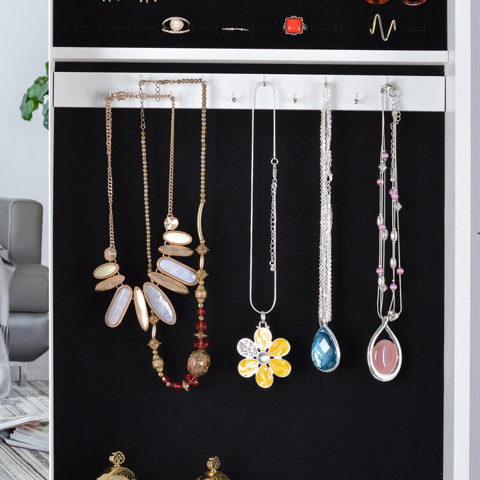 Full Mirror JewelryStorage Cabinet With with Slide Rail Can Be Hung On The Door Or Wall