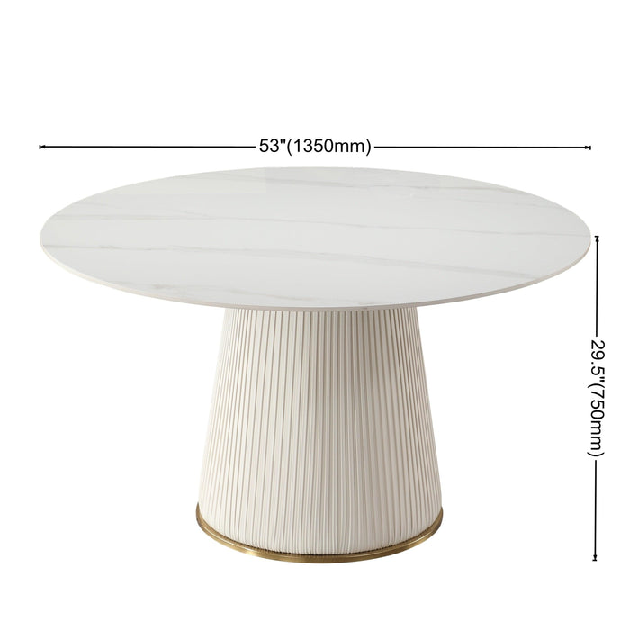 53 inch Round sintered stone carrara white dining table