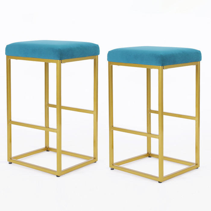 30 Inch Bar Stools Set of 2 for Kitchen Counter Backless Industrial StoolModern Upholstered Barstool Countertop Saddle Chair Island Stool,220 LBS Bear Capacity,(30 Inch, Peacock Blue)