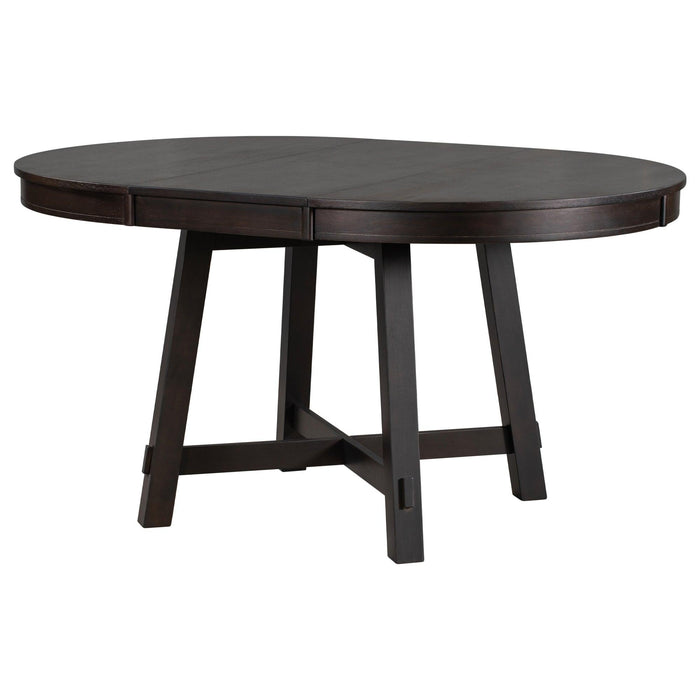 Farmhouse Round Extendable Dining Table with 16" Leaf Wood Kitchen Table (Espresso)