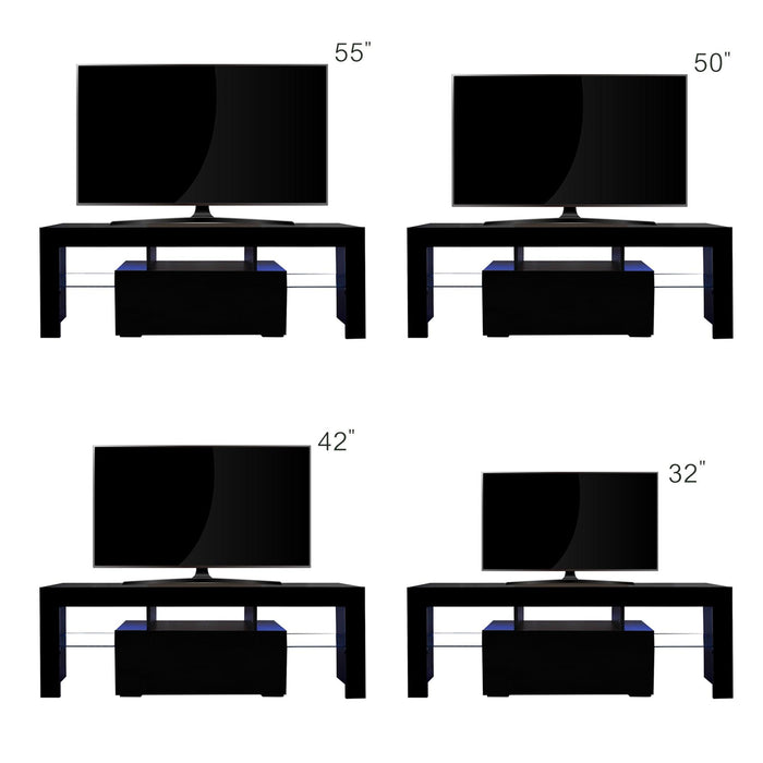 Black TV Stand with LED RGB Lights,Flat Screen TV Cabinet, Gaming Consoles - in Lounge Room, Living Room and Bedroom(Black)