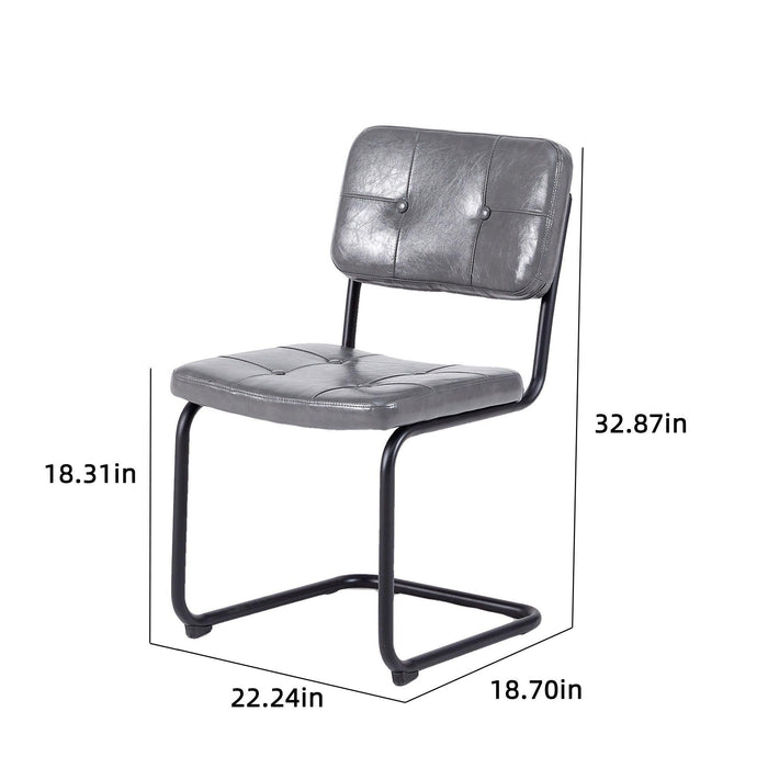 Ligth greyModern simple style dining chair PU leather black metal pipe dining room furniture chair set of 2