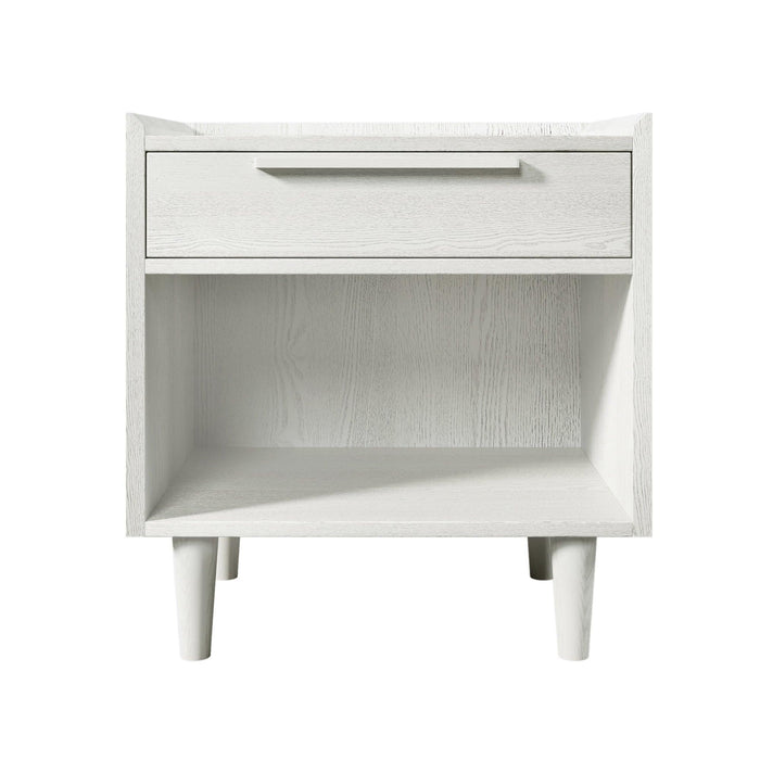 Modern Style Manufactured Wood One-Drawer Nightstand Side Table with Solid Wood Legs, White