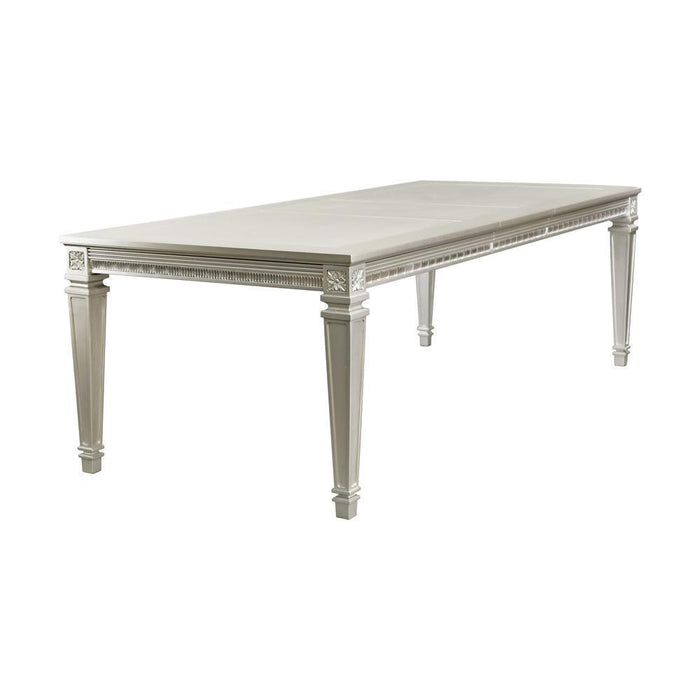 Modern Glam Design 1pc Dining Table with Extension Leaf Silver Finish Acrylic Inset Framing Dining Room Furniture