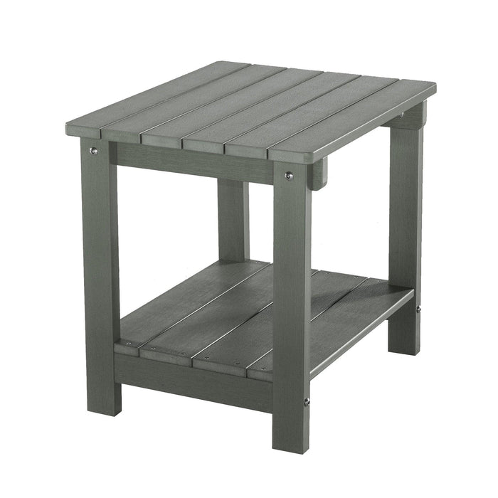 Key West Weather Resistant Outdoor Indoor Plastic Wood End Table, Patio Rectangular Side table, Small table for Deck, Backyards, Lawns, Poolside, and Beaches, Grey