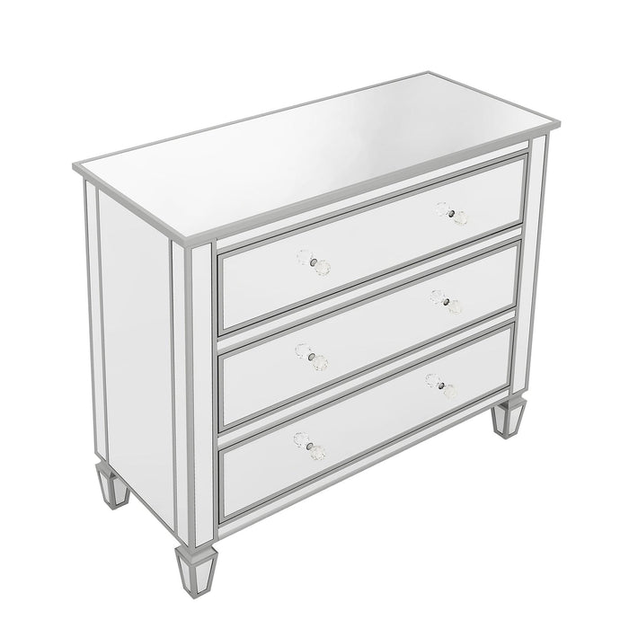 Elegant Mirrored Chest with 3 Drawers,Modern Silver FinishedStorage Cabinet for Living Room, Hallway, Entryway