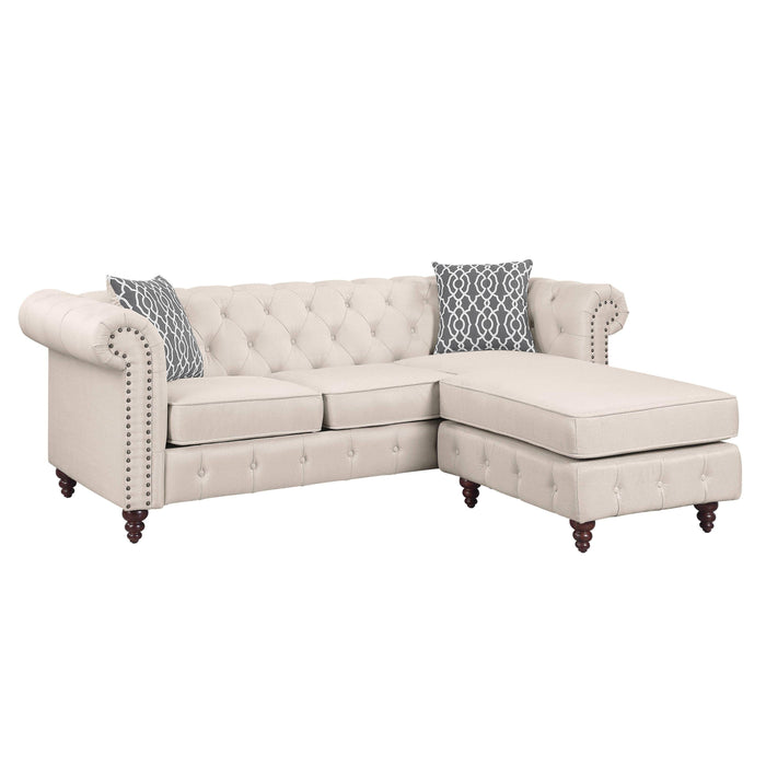 ACME Waldina Reversible Sectional Sofa  in Beige Fabric LV00643