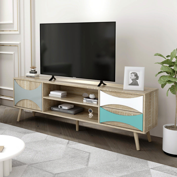 TV Stand withStorage Cabinet and Shelves, TV Console Table for Living Room