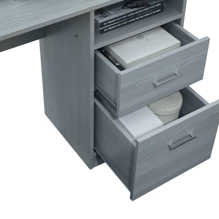 Techni Mobili Functional L-Shape Desk withStorage, Grey