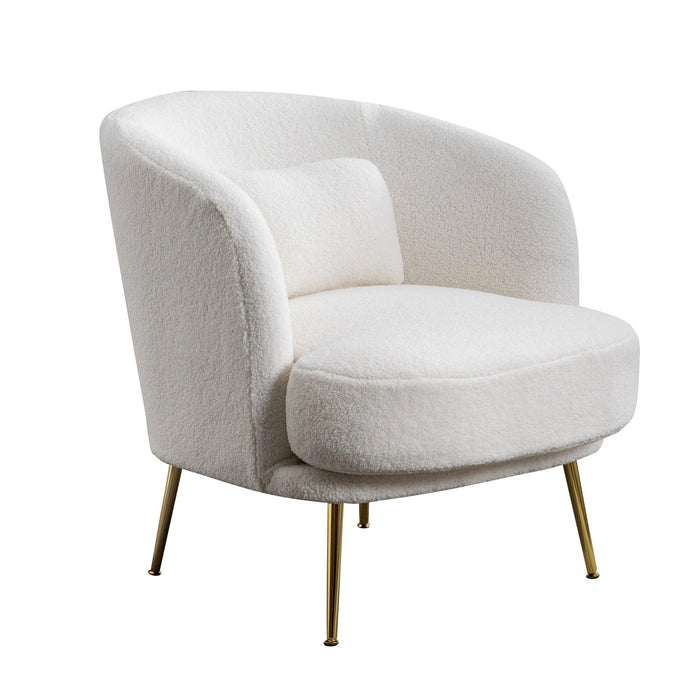30.32"W Accent Chair Upholstered Curved Backrest Reading Chair Single Sofa Leisure Club Chair with Golden Adjustable Legs For Living Room Bedroom Dorm Room (Ivory Boucle)