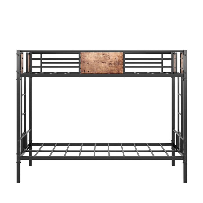Bunk Bed Twin Over Twin Size Metal Bunk Bed with Ladder and Full-Length Guardrail, Metal Bunk Bed,Storage Space, No Box Spring Needed, Noise Free, Black