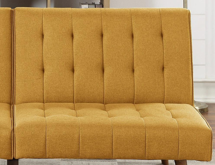Mustard ColorModern Convertible Sofa 1pc Set Couch Polyfiber Plush Tufted Cushion Sofa Living Room Furniture Wooden Legs