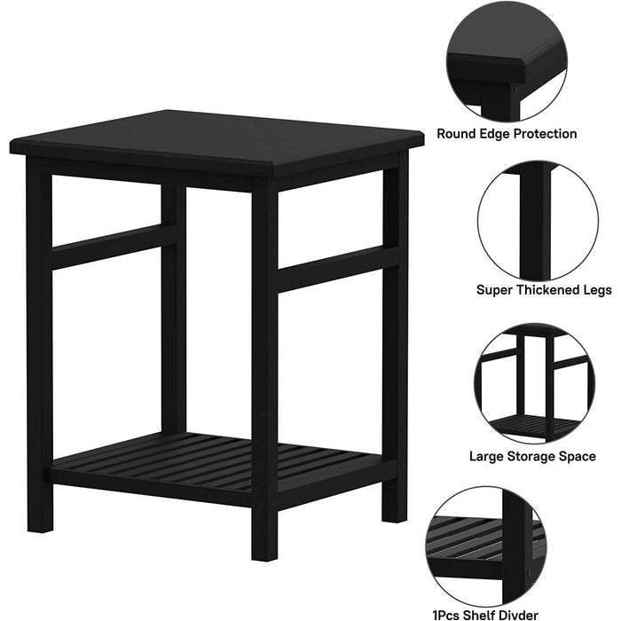 Nightstand, End Table, Bamboo Night Stand Bedside Table, Side Table for Bedroom Living Room Lounge, Space Saving, Easy to Assemble, NS-537 ( Black)