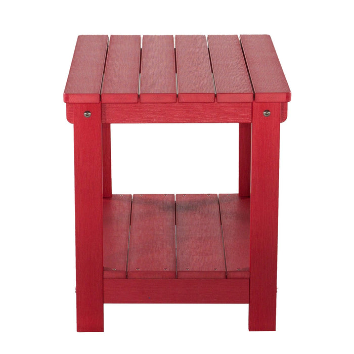 Key West Weather Resistant Outdoor Indoor Plastic Wood End Table, Patio Rectangular Side table, Small table for Deck, Backyards, Lawns, Poolside, and Beaches, Red