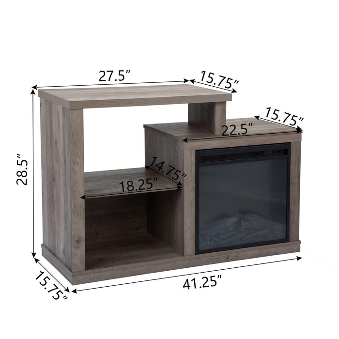 Fireplace TV Stand for TVs Up to 41" Media Entertainment Center Console Table with OpenStorage Shelves, Taupe