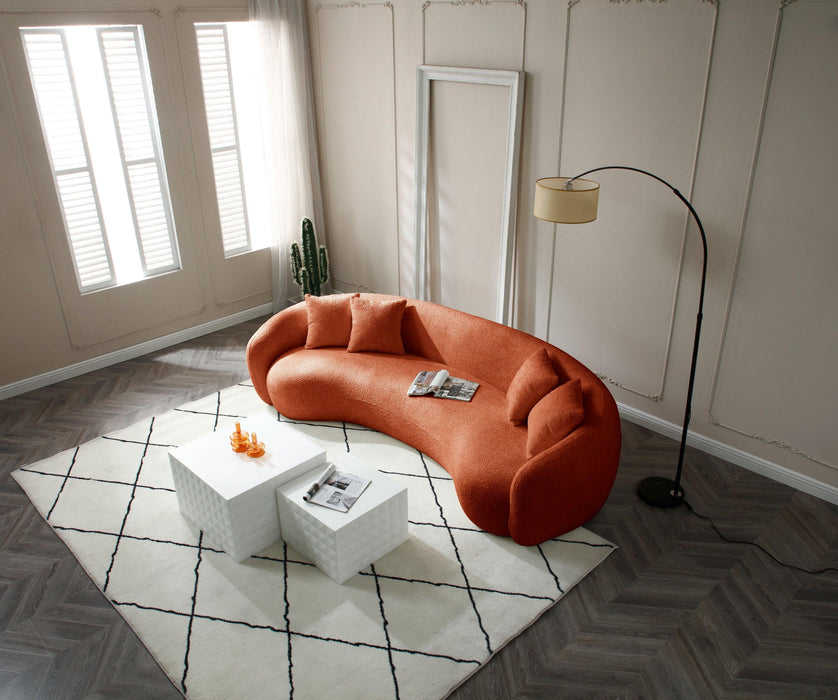 102'' 5-Seater Boucle SofaModern Sectional Half Moon Leisure Couch Curved Sofa Teddy Fleece Orange