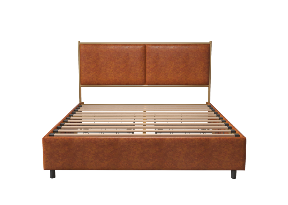 Classic steamed bread shaped backrest, metal frame, solid wood ribs, with fourStorage drawers, sponge soft bag, comfortable and elegant atmosphere,coffee, f-size