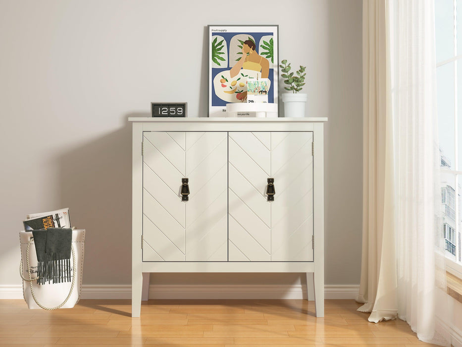 2 Door Wooden Cabinets, Off-white Wood Cabinet Vintage  Style Sideboard for Living Room Dining Room Office